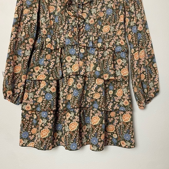 CITY STUDIO Womans Ruffle V neck  Multicolor Dress Tiered Ruffle Long Sleeve XXL - Picture 10 of 16